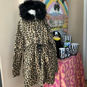 Lazy Oaf Oversized Parka Hooded Jacket in Leopard Print - wore just for a video